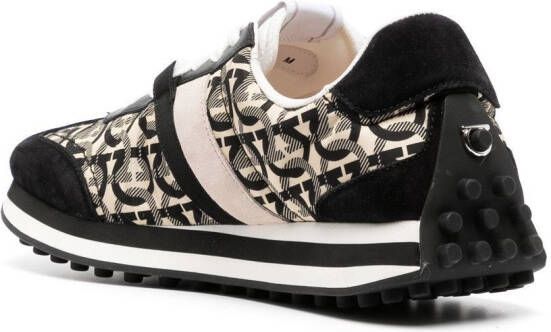 Ferragamo Gancini-print low-top sneakers Black
