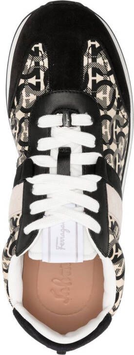 Ferragamo Gancini-print low-top sneakers Black