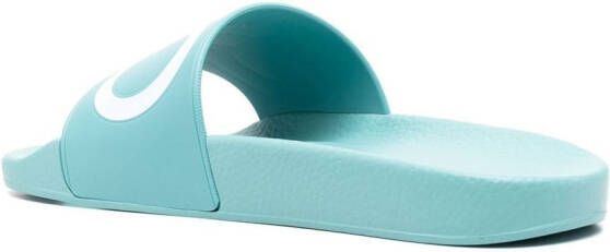 Ferragamo Gancini-print slides Blue
