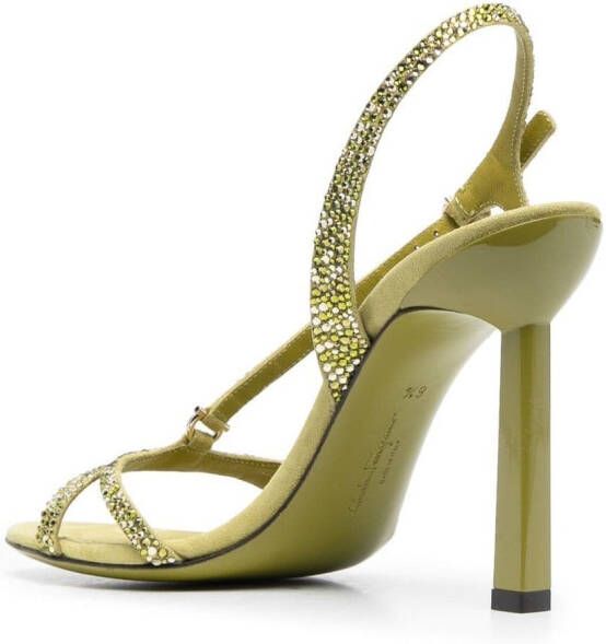 Ferragamo Gancini rhinestone-embellished sandals Green