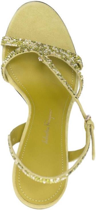 Ferragamo Gancini rhinestone-embellished sandals Green