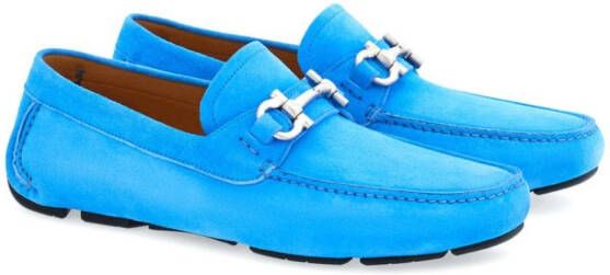 Ferragamo Gancini suede driving shoes Blue