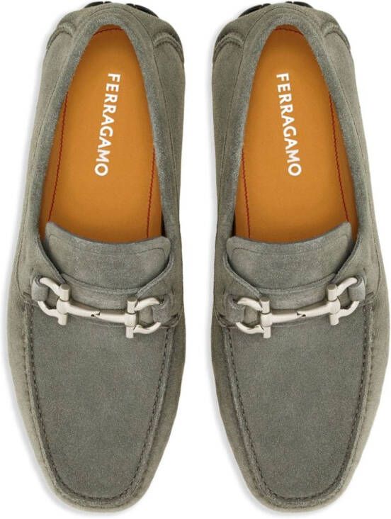 Ferragamo Gancini suede driving shoes Grey