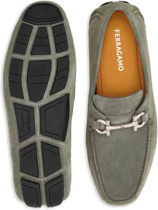 Ferragamo Gancini suede driving shoes Grey