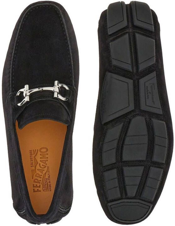 Ferragamo Gancini suede loafers Black