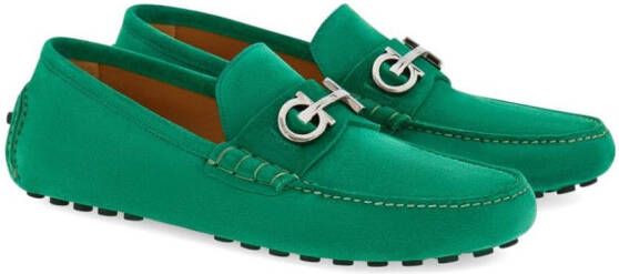 Ferragamo Gancini suede loafers Green