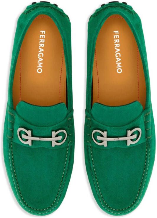 Ferragamo Gancini suede loafers Green