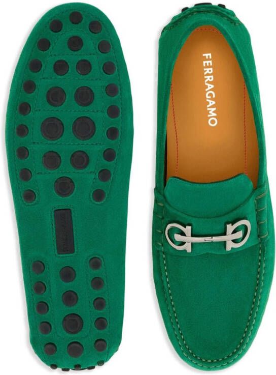 Ferragamo Gancini suede loafers Green