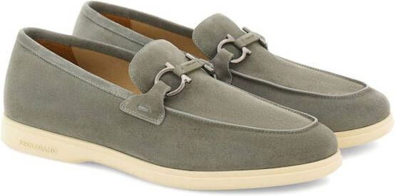 Ferragamo Gancini suede loafers Grey