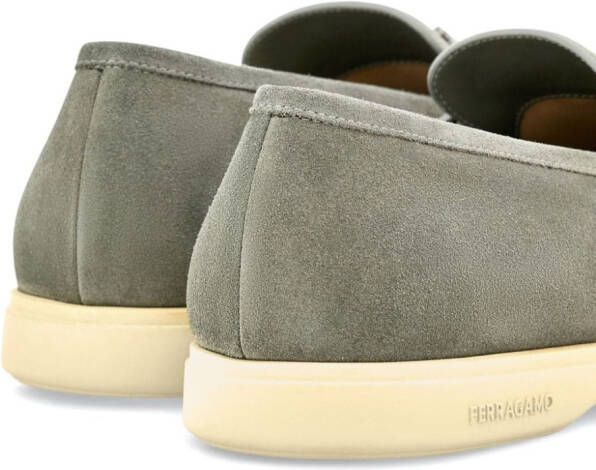 Ferragamo Gancini suede loafers Grey