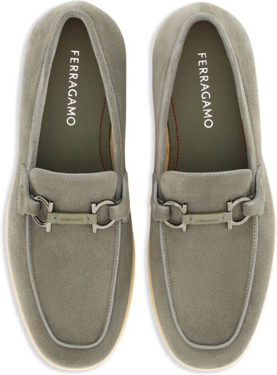 Ferragamo Gancini suede loafers Grey