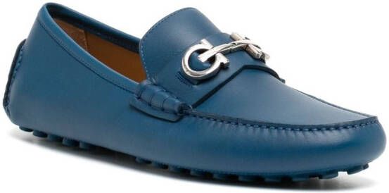 Ferragamo Grazioso logo-plaque monk shoes Blue