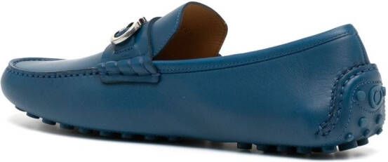 Ferragamo Grazioso logo-plaque monk shoes Blue