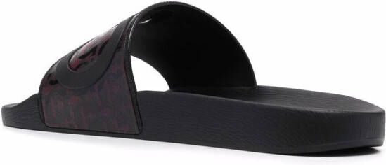 Ferragamo Groove logo-embossed sliders Black