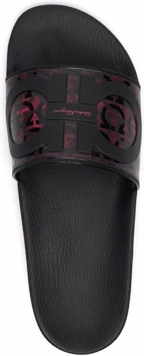 Ferragamo Groove logo-embossed sliders Black