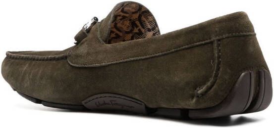 Ferragamo horsebit driver shoes Green