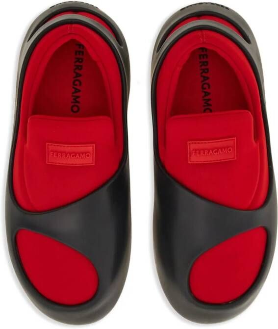 Ferragamo Hybrid logo-patch panelled sneakers Red