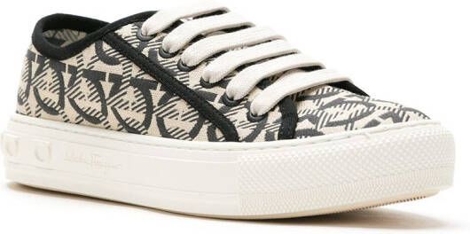 Ferragamo jacquard Gancini lace-up sneakers Neutrals