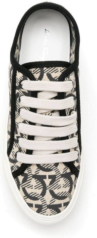 Ferragamo jacquard Gancini lace-up sneakers Neutrals