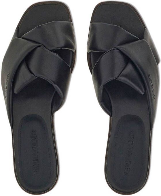 Ferragamo knot-detail leather slides Black