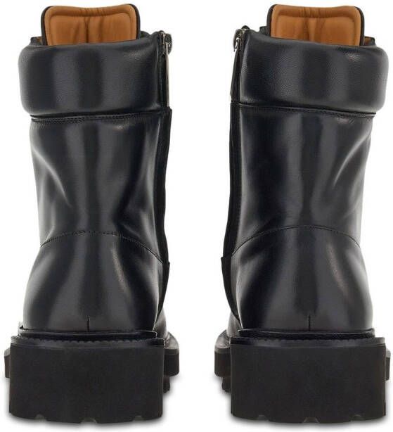 Ferragamo lace-up leather combat boots Black