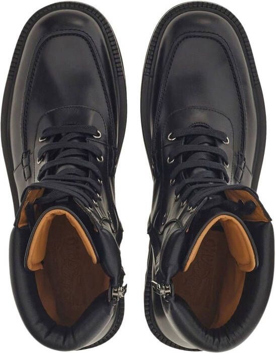 Ferragamo lace-up leather combat boots Black