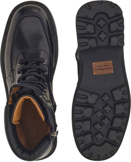 Ferragamo lace-up leather combat boots Black