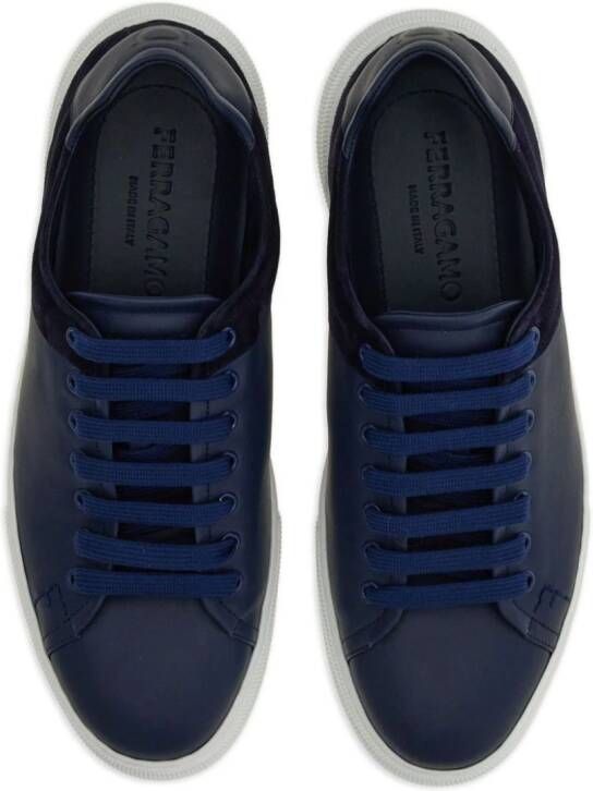 Ferragamo lace-up leather sneakers Blue
