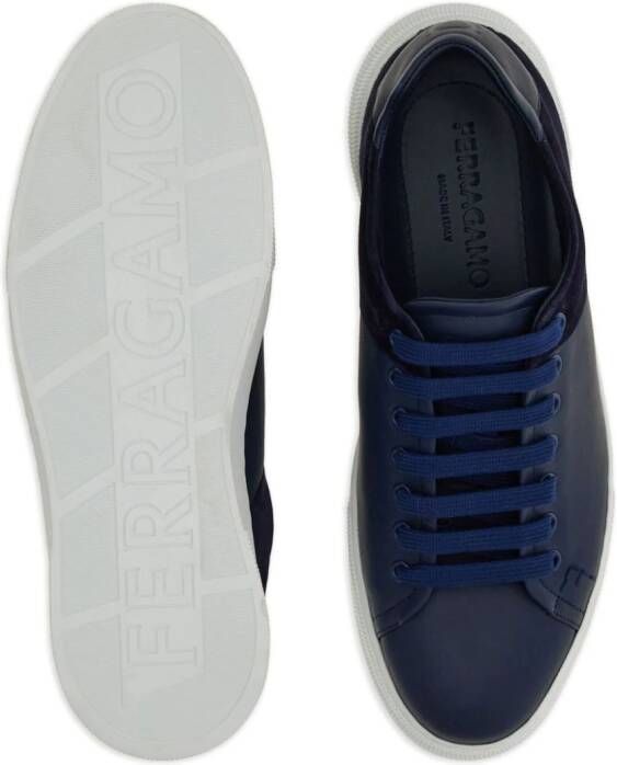 Ferragamo lace-up leather sneakers Blue