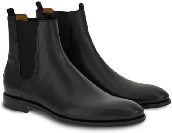 Ferragamo leather almond-toe boot Black