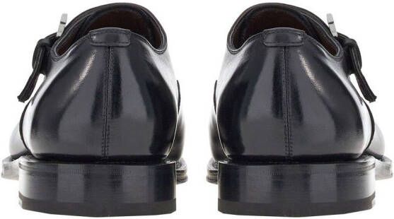 Ferragamo leather buckled monkstrap shoes Black