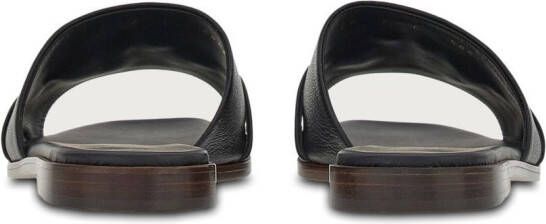 Ferragamo leather logo plaque sandals Black