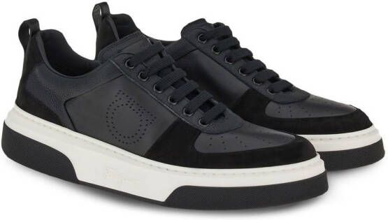 Ferragamo leather-suede low-top sneakers Black