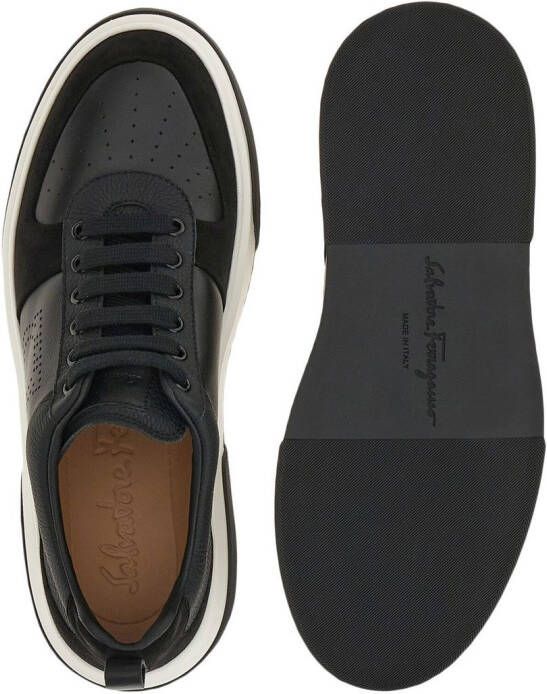 Ferragamo leather-suede low-top sneakers Black