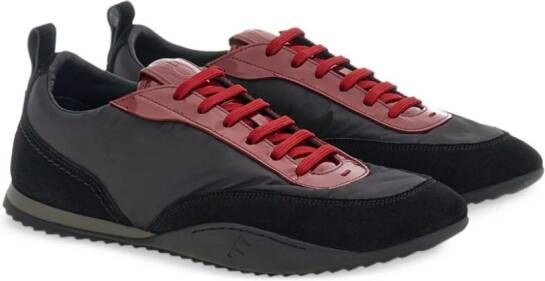 Ferragamo leather-trim lace-up sneakers Black