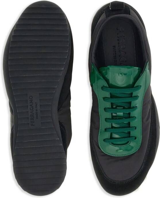 Ferragamo leather-trim lace-up sneakers Black