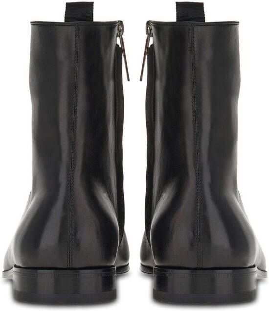 Ferragamo leather zip-up ankle boots Black