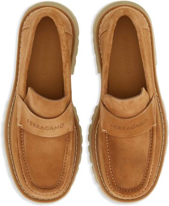 Ferragamo logo-debossed chunky loafers Brown