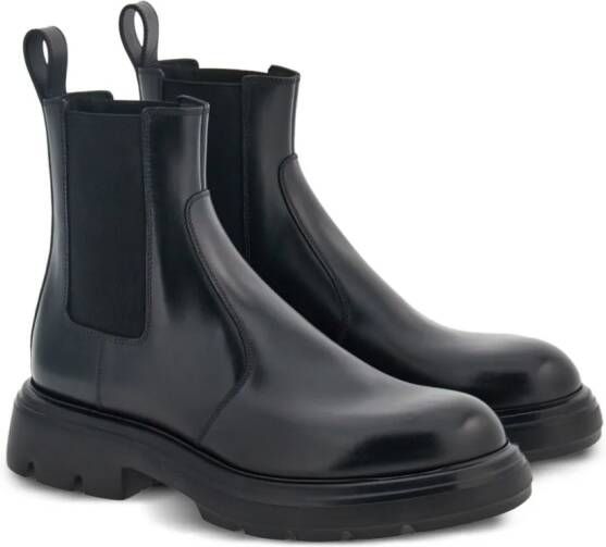 Ferragamo logo-debossed leather boots Black