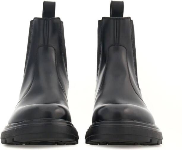 Ferragamo logo-debossed leather boots Black