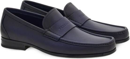 Ferragamo logo-debossed leather loafers Blue