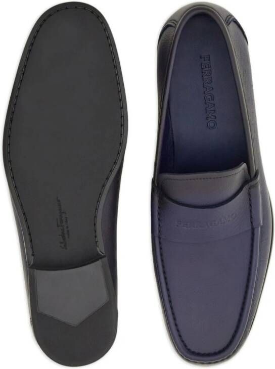 Ferragamo logo-debossed leather loafers Blue
