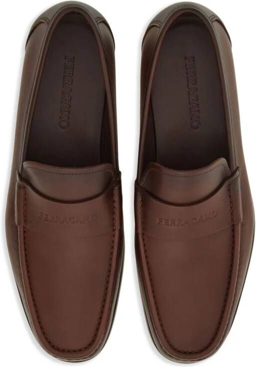 Ferragamo logo-debossed leather loafers Brown