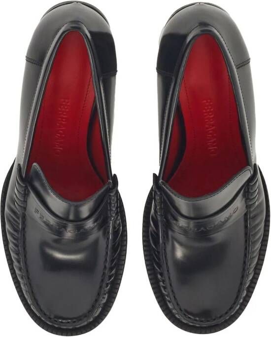 Ferragamo logo-debossed leather moccasins Black