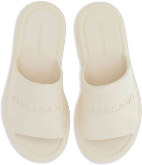 Ferragamo logo-debossed open-toe slides White