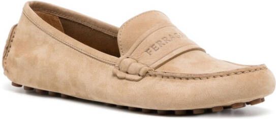 Ferragamo logo-debossed suede leather loafers Brown