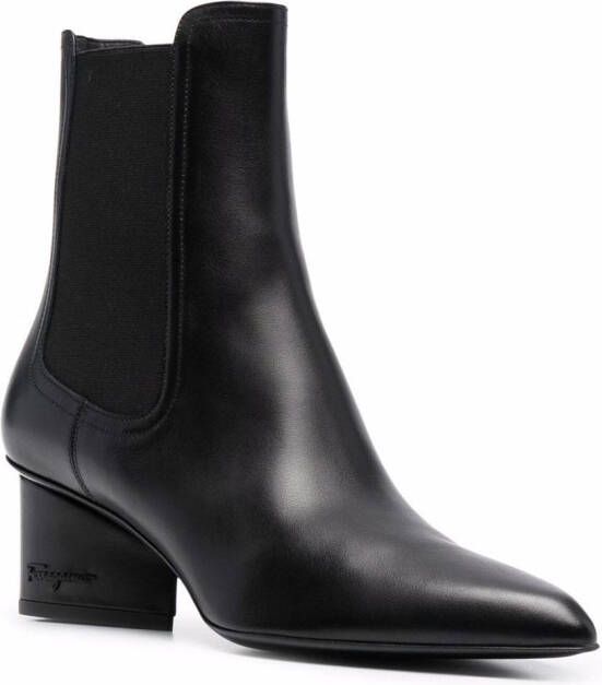 Ferragamo logo-embossed heel Chelsea boots Black