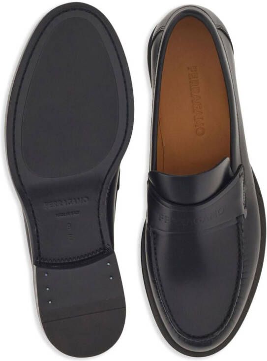 Ferragamo logo-embossed leather loafers Black