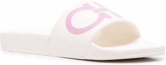 Ferragamo logo embossed slides White