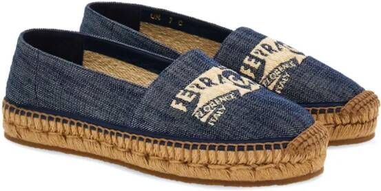 Ferragamo logo-embroidered denim espadrilles Blue